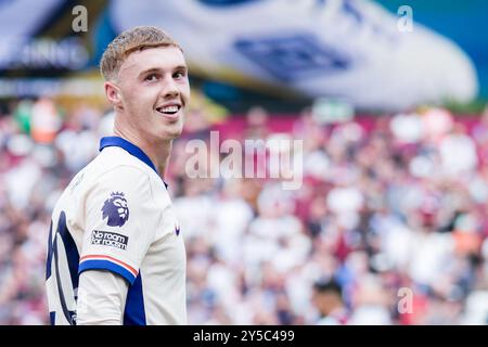 Londres, Royaume-Uni. 21 septembre 2024. Londres, Angleterre, 21 septembre 2024 : Cole Palmer (20 Chelsea) célèbre son but lors du match de premier League entre West Ham et Chelsea au London Stadium à Londres, en Angleterre. (Pedro Porru/SPP) crédit : SPP Sport Press photo. /Alamy Live News Banque D'Images