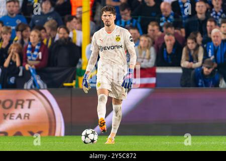 Bruges, Belgique. 18 septembre 2024. BRUGES, BELGIQUE - 18 SEPTEMBRE : Gregor Kobel du Borussia Dortmund lors du match MD1 de l'UEFA Champions League 2024/25 entre le Club Brugge KV et le Borussia Dortmund au Jan Breydelstadion le 18 septembre 2024 à Bruges, Belgique. (Photo de Joris Verwijst/Agence BSR) crédit : Agence BSR/Alamy Live News Banque D'Images