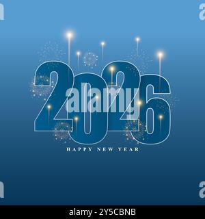 Illustration vectorielle du modèle de flux de médias sociaux Happy New Year 2026 Illustration de Vecteur