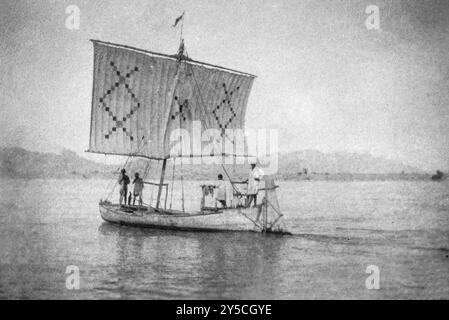 Première Guerre mondiale 1916 North West Frontier, Inde britannique. Bateau à voile sur la rivière Indus Banque D'Images