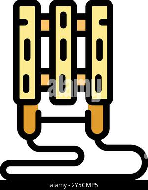 Charge de batterie électrique avec icône de câble de fil dans le style de contour de couleur Illustration de Vecteur