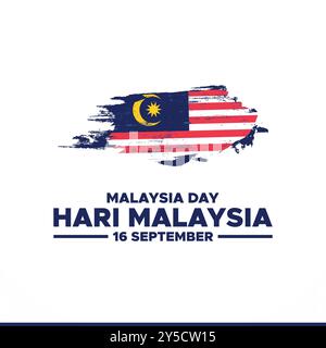 Hari Malaysia, Malaysia day, 16 septembre, post, annonces, bannière, affiche, conception de flyer pour Hari Malaisie, modèle modifiable, illustration stock. Illustration de Vecteur