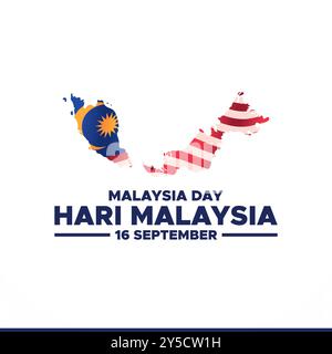Hari Malaysia, Malaysia day, 16 septembre, post, annonces, bannière, affiche, conception de flyer pour Hari Malaisie, modèle modifiable, illustration stock. Illustration de Vecteur