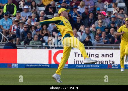 Australie Jake Fraser-McGurk attrape Angleterre Smith - Angleterre vs Australie - Metro Bank One Day International Series - Headingley - 21/09/24 Banque D'Images