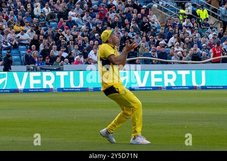 Australie Aaron Hardie rattrape l'Angleterre cause - Angleterre vs Australie - Metro Bank One Day International - Headingley - 21/09/24 Banque D'Images