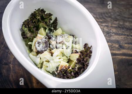 Céleri de pomme gastronomique frais et salade de raisin avec vinaigrette au yaourt Banque D'Images