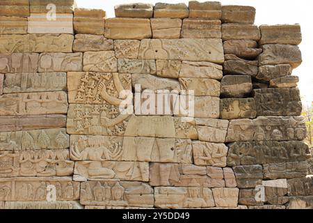 Détail du complexe du temple de Banteay Chhmar au Cambodge Banque D'Images