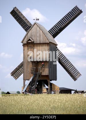 Moulin à vent historique sur chevalets à Beelitz près de Berlin, Brandebourg Banque D'Images