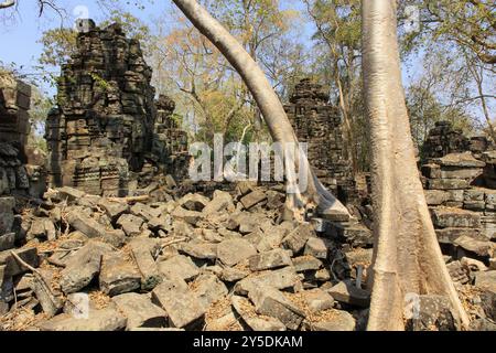 Détail du complexe du temple de Banteay Chhmar au Cambodge Banque D'Images