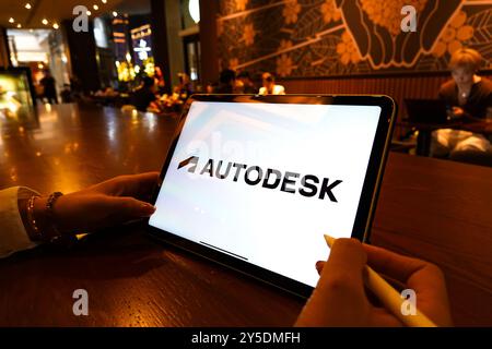 Chine. 21 septembre 2024. Dans cette illustration photo, un logo Autodesk est affiché sur l'écran d'un iPad. (Photo de Sheldon Cooper/SOPA images/SIPA USA) *** strictement à des fins éditoriales *** crédit : SIPA USA/Alamy Live News Banque D'Images