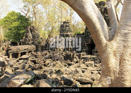 Détail du complexe du temple de Banteay Chhmar au Cambodge Banque D'Images