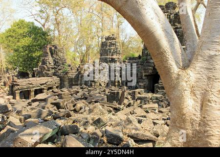 Détail du complexe du temple de Banteay Chhmar au Cambodge Banque D'Images