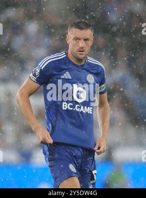King Power Stadium, Leicester, Royaume-Uni. 21 septembre 2024. Premier League Football, Leicester City versus Everton ; Jamie Vardy de Leicester City Credit : action plus Sports/Alamy Live News Banque D'Images