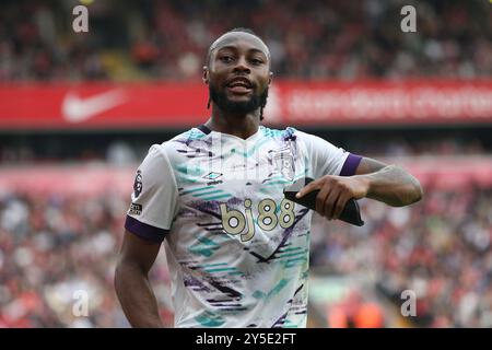 Liverpool, Royaume-Uni. 21 septembre 2024. Antoine Semenyo de Bournemouth. Premier League match, Liverpool contre Bournemouth à Anfield à Liverpool le samedi 21 septembre 2024. Cette image ne peut être utilisée qu'à des fins éditoriales. Usage éditorial exclusif. photo par Chris Stading/Andrew Orchard photographie sportive/Alamy Live News crédit : Andrew Orchard photographie sportive/Alamy Live News Banque D'Images