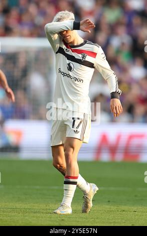 Londres, Royaume-Uni. 21 septembre 2024. Alejandro Garnacho de Manchester United réagit lors du match de premier League à Selhurst Park, Londres. Le crédit photo devrait se lire : Paul Terry/Sportimage crédit : Sportimage Ltd/Alamy Live News Banque D'Images