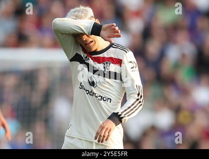 Londres, Royaume-Uni. 21 septembre 2024. Alejandro Garnacho de Manchester United réagit lors du match de premier League à Selhurst Park, Londres. Le crédit photo devrait se lire : Paul Terry/Sportimage crédit : Sportimage Ltd/Alamy Live News Banque D'Images