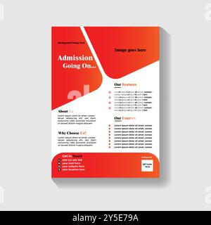 Créatif et moderne enfants en ligne retour à l'école admission mise en page de flyer d'affiche modèle de conception de bannière. Admission à l'école, au collège, à l'université. Illustration de Vecteur