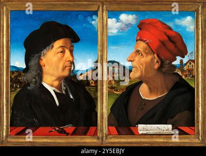 Portraits de Giuliano et Francesco Giamberti da Sangallo. Piero di Cosimo. 1482 - 1485. Banque D'Images