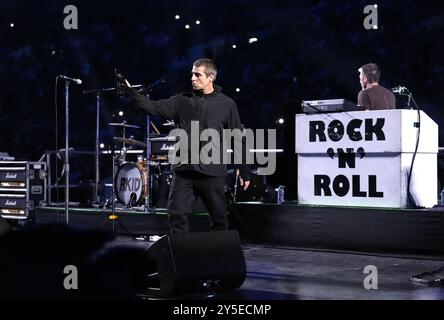 Liam Gallagher en tête du combat mondial des poids lourds de l'IBF au stade de Wembley à Londres. Date de la photo : samedi 21 septembre 2024. Banque D'Images