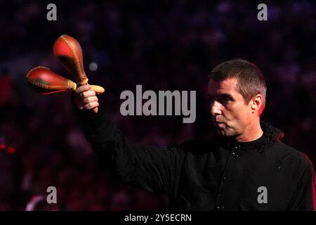 Liam Gallagher en tête du combat mondial des poids lourds de l'IBF au stade de Wembley à Londres. Date de la photo : samedi 21 septembre 2024. Banque D'Images