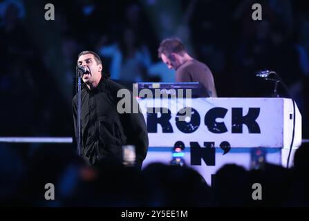 Liam Gallagher en tête du combat mondial des poids lourds de l'IBF au stade de Wembley à Londres. Date de la photo : samedi 21 septembre 2024. Banque D'Images