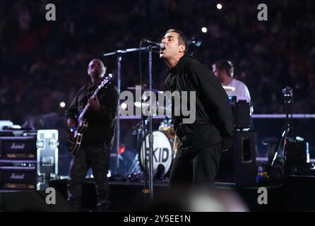 Liam Gallagher en tête du combat mondial des poids lourds de l'IBF au stade de Wembley à Londres. Date de la photo : samedi 21 septembre 2024. Banque D'Images