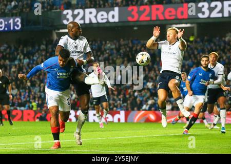 21 septembre 2024. Glasgow, Royaume-Uni. Les Rangers FC ont joué le Dundee FC à l'Ibrox Stadium, Govan, Glasgow en premier Sports Cup 2024/25. Le score final était Rangers 3 - 0 Dundee. Les buts ont été marqués par C. Dessers (Rangers 9) 18 minutes et 66 minutes et J Tavernier (Rangers 2) 50 minutes, penalty. Dessers a été nommé homme du match. Crédit : Findlay/ Alamy Live News Banque D'Images