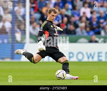 Leicester, Royaume-Uni. 21 septembre 2024. Mads HEWRMANSEN (gardien de but de Leicester City) lors du match de premier League Leicester City vs Everton au King Power Stadium, Leicester, Royaume-Uni, 21 septembre 2024 (photo Mark Dunn/News images) à Leicester, Royaume-Uni le 21/09/2024. (Photo de Mark Dunn/News images/SIPA USA) crédit : SIPA USA/Alamy Live News Banque D'Images