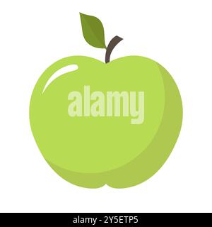Icône de fruit de pomme vert isolé sur blanc Illustration de Vecteur