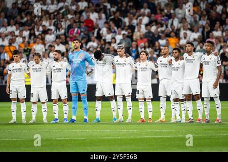 Équipe du Real Madrid lors du championnat espagnol de LaLiga match de football entre le Real Madrid et le RCD Espanyol de Barcelone le 21 septembre 2024 au stade Santiago Bernabeu à Madrid, Espagne Banque D'Images