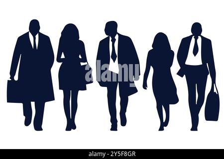 Silhouette hommes d'affaires dans diverses poses collection. Illustration de Vecteur