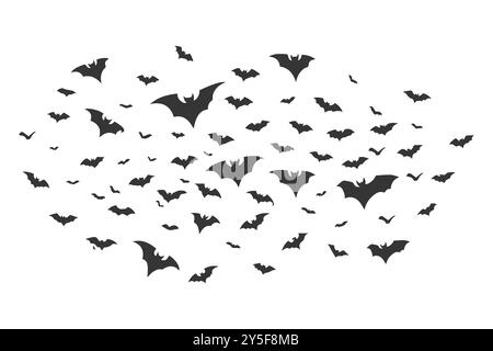 Silhouettes de chauves-souris de foule. Silhouettes d'animaux. Illustration vectorielle Illustration de Vecteur