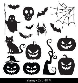 Collections d'éléments Silhouette Halloween. Illustration vectorielle Illustration de Vecteur