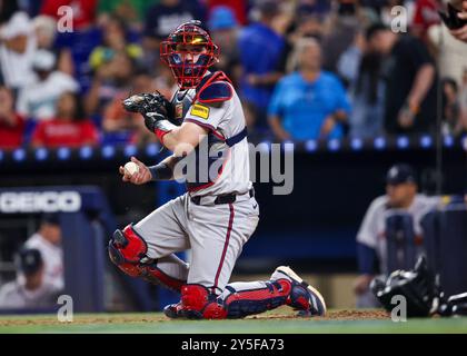 MIAMI, FLORIDE - 20 SEPTEMBRE : Miami Marlins et Atlanta Braves MLB au parc loanDepot le 20 septembre 2024 photo : Chris Arjoon/American Presswire Banque D'Images