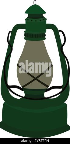 Lampe tempête vintage kérosène huile lanterne kérosène lmap. Lanterne de camping isolée sur l'illustration vectorielle de fond blanc Illustration de Vecteur