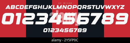 Police sportive dynamique et audacieuse, chiffres et lettres forts et percutants pour la marque sportive, maillots d'équipe, affiches modernes, designs énergiques automobiles Illustration de Vecteur