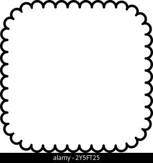 Cadre rectangulaire festonné. Bordure carrée à bord festonné. Forme simple d'étiquette et d'autocollant. Cadre en dentelle à silhouette florale. Illustration vectorielle Illustration de Vecteur