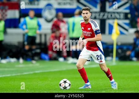 Bergame, Italie. 19 septembre 2024. Jorginho d'Arsenal lors du match de la phase MD1 de l'UEFA Champions League 2024/25 entre Atalanta BC et Arsenal FC au Gewiss Stadium le 19 septembre 2024 à Bergame, en Italie. Crédit : Giuseppe Maffia/Alamy Live News Banque D'Images