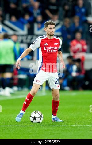 Bergame, Italie. 19 septembre 2024. Jorginho d'Arsenal lors du match de la phase MD1 de l'UEFA Champions League 2024/25 entre Atalanta BC et Arsenal FC au Gewiss Stadium le 19 septembre 2024 à Bergame, en Italie. Crédit : Giuseppe Maffia/Alamy Live News Banque D'Images