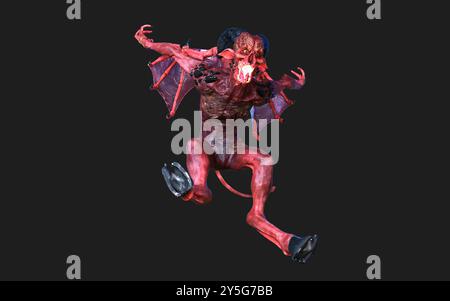 Fantasy 3d illustration Post de Demon et Devil Red Wings avec Clipping Path. Banque D'Images