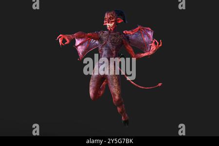 Fantasy 3d illustration Post de Demon et Devil Red Wings avec Clipping Path. Banque D'Images