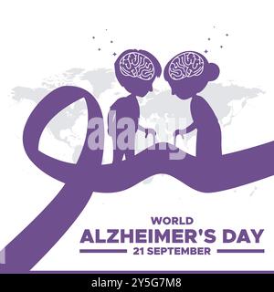 Journée mondiale de la maladie d'Alzheimer , 21 septembre. Bannières publicitaires, affiche, post design pour la Journée mondiale de la maladie d'Alzheimer , fichier vectoriel, modèle modifiable, illustration de stock. Illustration de Vecteur