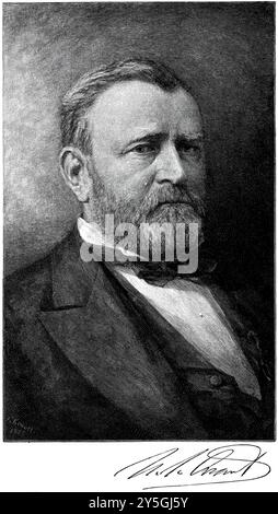 Ulysses Simpson Grant (1822-1885 ) - Portrait, gravure historique Banque D'Images