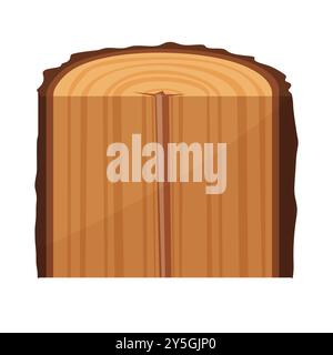 Illustration vectorielle d'une demi-tranche de bûche en bois avec une section supprimée, affichant une texture détaillée du bois. Illustration de Vecteur