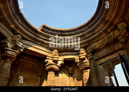 Vue partielle du Temple Gondeshwar, Sinnar, près de Nashik, Maharashtra, Inde Banque D'Images