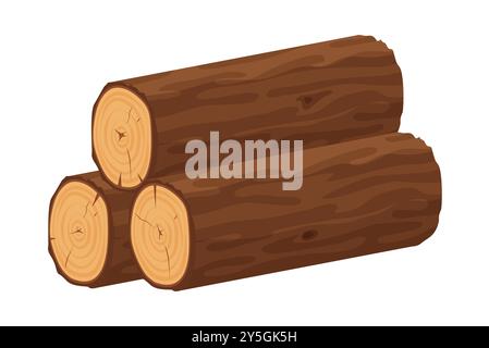 Une image vectorielle montrant une pile de bûches de bois avec des textures détaillées. Illustration de Vecteur