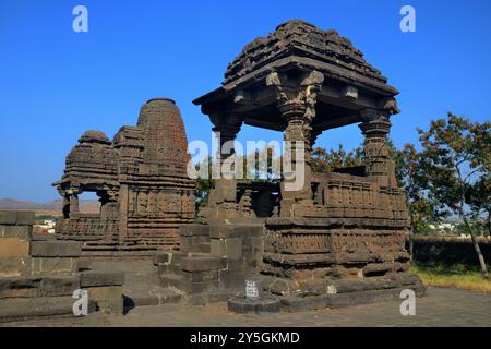 Vue partielle du Temple Gondeshwar, Sinnar, près de Nashik, Maharashtra, Inde Banque D'Images