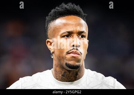 Madrid, France, Espagne. 21 septembre 2024. Eder MILITAO du Real Madrid lors du match de LaLiga entre le Real Madrid CF et le RCD Espanyol de Barcelona au stade Santiago Bernabeu le 21 septembre 2024 à Madrid, Espagne. (Crédit image : © Matthieu Mirville/ZUMA Press Wire) USAGE ÉDITORIAL SEULEMENT! Non destiné à UN USAGE commercial ! Banque D'Images