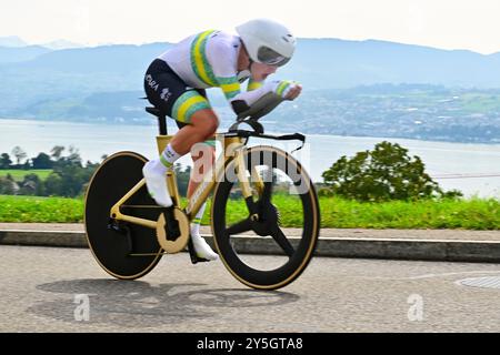 Grace BROWN (Australie, Australie, AUS) Frauen Elite Einzeitfahren/Women Elite Individual Time Trial ITT UCI Road World Championships über 29, 9 kilomètres von Gossau nach Zürich AM 22. Septembre 2024 im Rahmen der Strassenradsport-Weltmeisterschaften 2024. Die Radsport Wm findet vom 21. bis 29. Septembre 2024 um und in Zürich im Rahmen der 2024 UCI Road and para-cycling Road World Championships statt. Banque D'Images