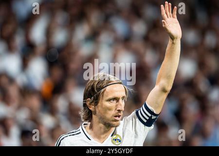 Madrid, France, Espagne. 21 septembre 2024. Luka MODRIC du Real Madrid lors du match de LaLiga entre le Real Madrid CF et le RCD Espanyol de Barcelona au stade Santiago Bernabeu le 21 septembre 2024 à Madrid, Espagne. (Crédit image : © Matthieu Mirville/ZUMA Press Wire) USAGE ÉDITORIAL SEULEMENT! Non destiné à UN USAGE commercial ! Banque D'Images